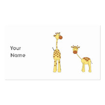 Erwachsener und Baby-Giraffe. Cartoon Visitenkartenvorlage
