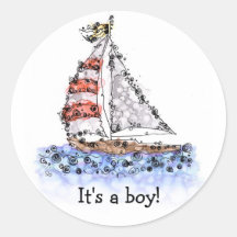Es ist ein Junge! Segelboot Sticker