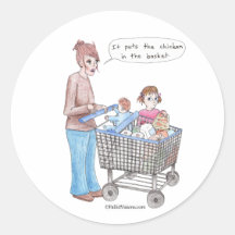 Es setzt das Huhn in den Korb ein Stickers