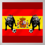 España La Furia Roja futbol Toro-Flagge von Spanie Plakat