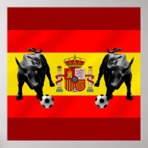 España La Furia Roja futbol Toro-Flagge von Spanie Plakat