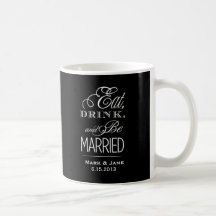 Essen Sie Getränk und seien Sie verheiratet Kaffee Tassen