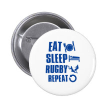 Essen Sie Schlaf Rugby Anstecknadelbutton