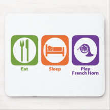 Essen Sie Schlaf-Spiel-französisches Horn Mousepads