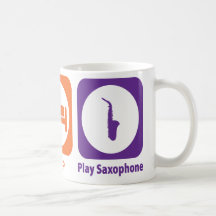 Essen Sie Schlaf-Spiel-Saxophon Kaffee Tassen