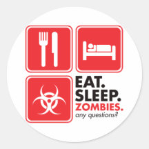 Essen Sie Schlaf-Zombies - Rot Runder Sticker