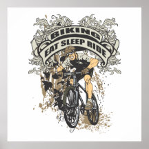 Essen Sie, schlafen Sie, reiten Sie das Radfahren Poster