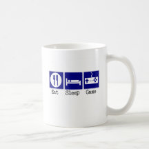 Essen Sie, schlafen Sie, Spiel Kaffeetassen