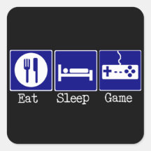 Essen Sie, schlafen Sie, Spiel Quadrataufkleber