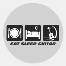 Essen Sie Schlafgitarre Runde Aufkleber