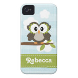 Eule iPhone 4/4s Case-Mate-Abdeckungs-blauer Strei