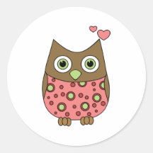 Eule mit Liebe Runde Sticker