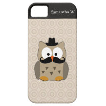 Eule mit Schnurrbart und Hut auf iPhone 5 Hülle