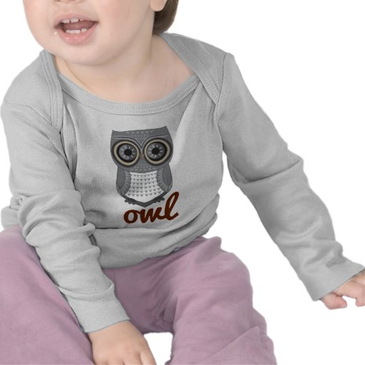 Eulen-Baby-T-Shirt Grau