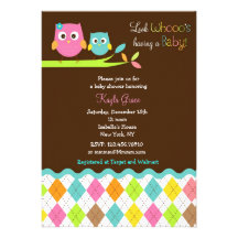 Eulen-Babyparty-Einladungs-Eulen