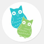 Eulen des Blaus und des Grüns Sticker