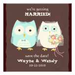Eulen, die Save the Date Braut und Bräutigam Weddi Ankündigungskarte