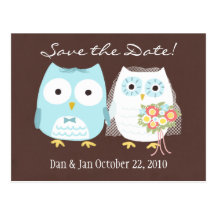Eulen, die Save the Date niedliche Braut und Bräut Postkarten