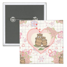 Eulen-Herz-Rosen Anstecknadelbuttons