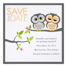 Eulen-Paare, die Save the Date Wedding sind Individuelle Ankündigungen