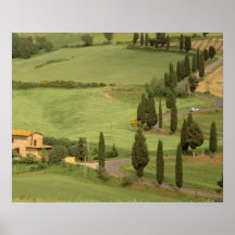 Europa, Italien, Toskana, Monticchiello. Curvy Plakatdruck
