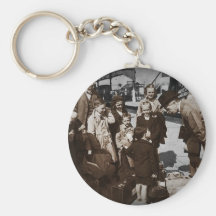 Evacuee Children at Train Station Key Chains