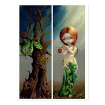 "Eve und der Baum des Wissens" Postkarte