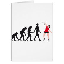 evolution female badminton player grußkarte