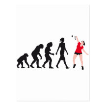 evolution female badminton player postkarten