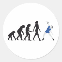 evolution female badminton player runde aufkleber
