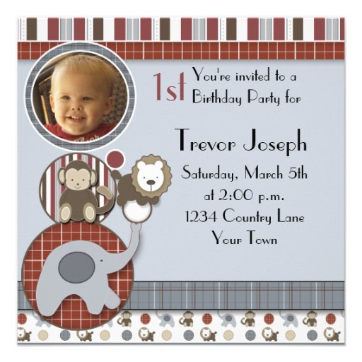 ex_trev_2, photo_1st_birthday_boy_invitation Co… Personalisierte Einladungskarten
