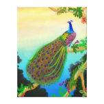 Exotischer grüner Pfau eingewickelte Leinwand Gespannter Galerie Druck