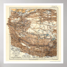 Expeditions-Karte 1909 Tibets Hedin Plakat