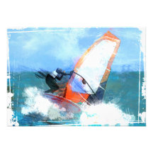 Expressionist-orange SegelWindsurfer Individuelle Ankündigungskarte