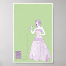 Extravagante Karaoke-Frau 4x6 Poster