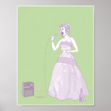 Extravagante Karaoke-Frau 8.5x11 Posterdruck