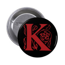 Extravaganter Buchstabe K Anstecknadelbutton