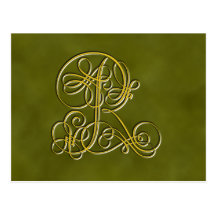 Extravaganter Monogramm-Buchstabe R Postkarte