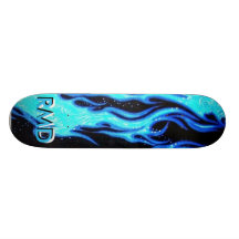 EXTREME blaue Flammen-Skateboard-Plattform Individuelle Skateboarddecks