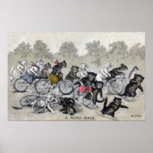 Fahrrad-Reitkatzen Plakat