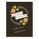 Fall Floral Wreath Wedding Save The Date Postcard