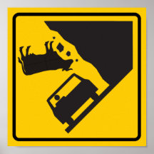 Fallendes Kuh-Zonen-Landstraßen-Zeichen Plakate