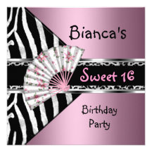 Fan-Schwarzeszebra-Leopard 16. Geburtstag 16 rosa Individuelle Ankündigung