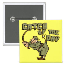 Fang der Tagesfischen-T-Shirts Geschenke Anstecknadelbuttons