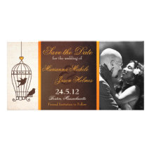 Fantasievolle Birdcage-Herbst-Orange Save the Date Bilder Karten