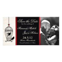 Fantasievolles Birdcage-Foto-Save the Date rotes B Bilder Karten