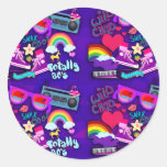Fantastische Achtzigerjahre lila Collage Runde Sticker