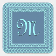 Farben des blauen Hochzeits-Monogramms Quadratsticker