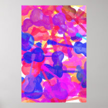 Farbige Gitarren-Collage Posterdruck