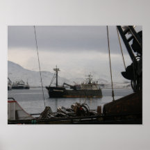 Farwest Führer, Krabbenboot, niederländischer Hafe Plakatdruck